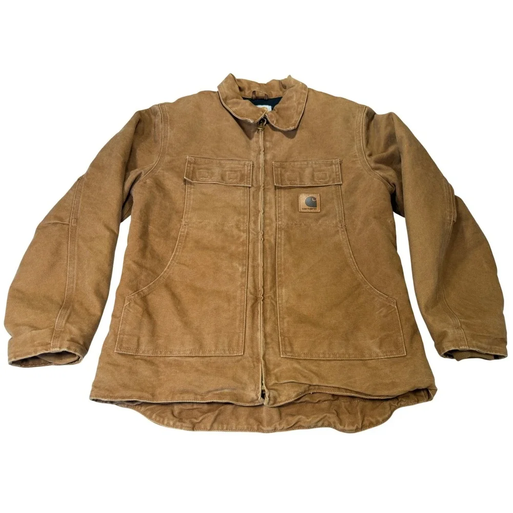 Carhartt Mens Prototype Canvas Farm Jacket M Tan Quilted Rare Workwear Vintage